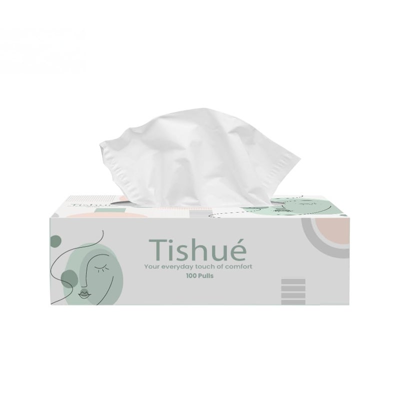 Tishué Art of Paper 2 Ply Facial Tissue Box - 100 Pulls (8 Packs) - Soft, Skin Friendly & Highly Absorbent - Image 1